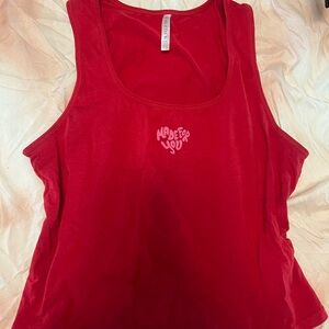 Fabletics Red Sleeveless Tank Top with Heart Design